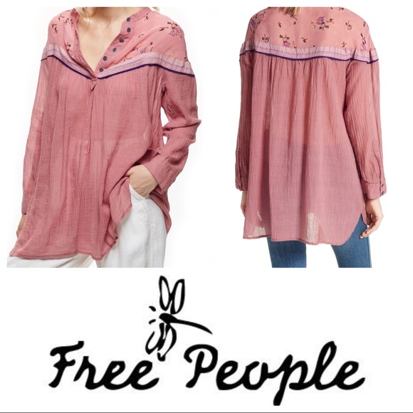Free People Tops - Free People Hearts & Colors long sleeve shirt sz M